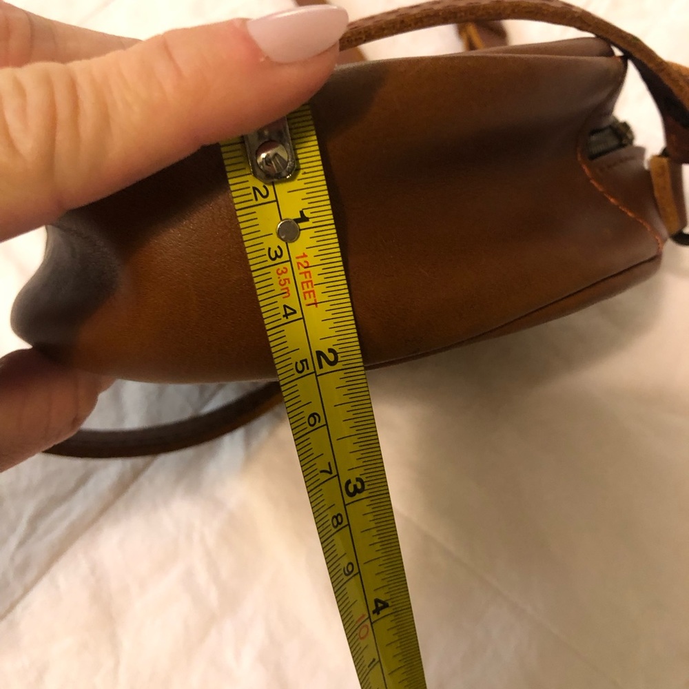 Portland leather company circle crossbody bag tan EUC 580 - Picture 3 of 5
